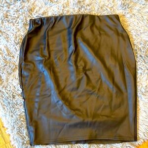 Faux leather black pencil skirt